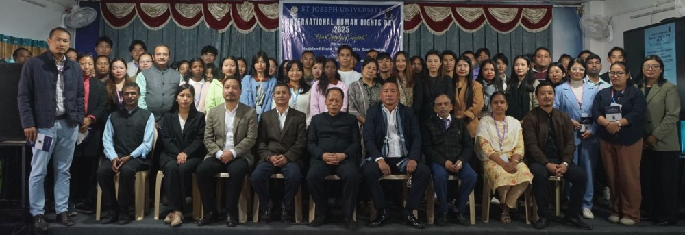 Participants at the International Human Rights Day 2025 organized by the Nagaland State Human Rights Commission at St Joseph University, Chümoukedima on December 10.